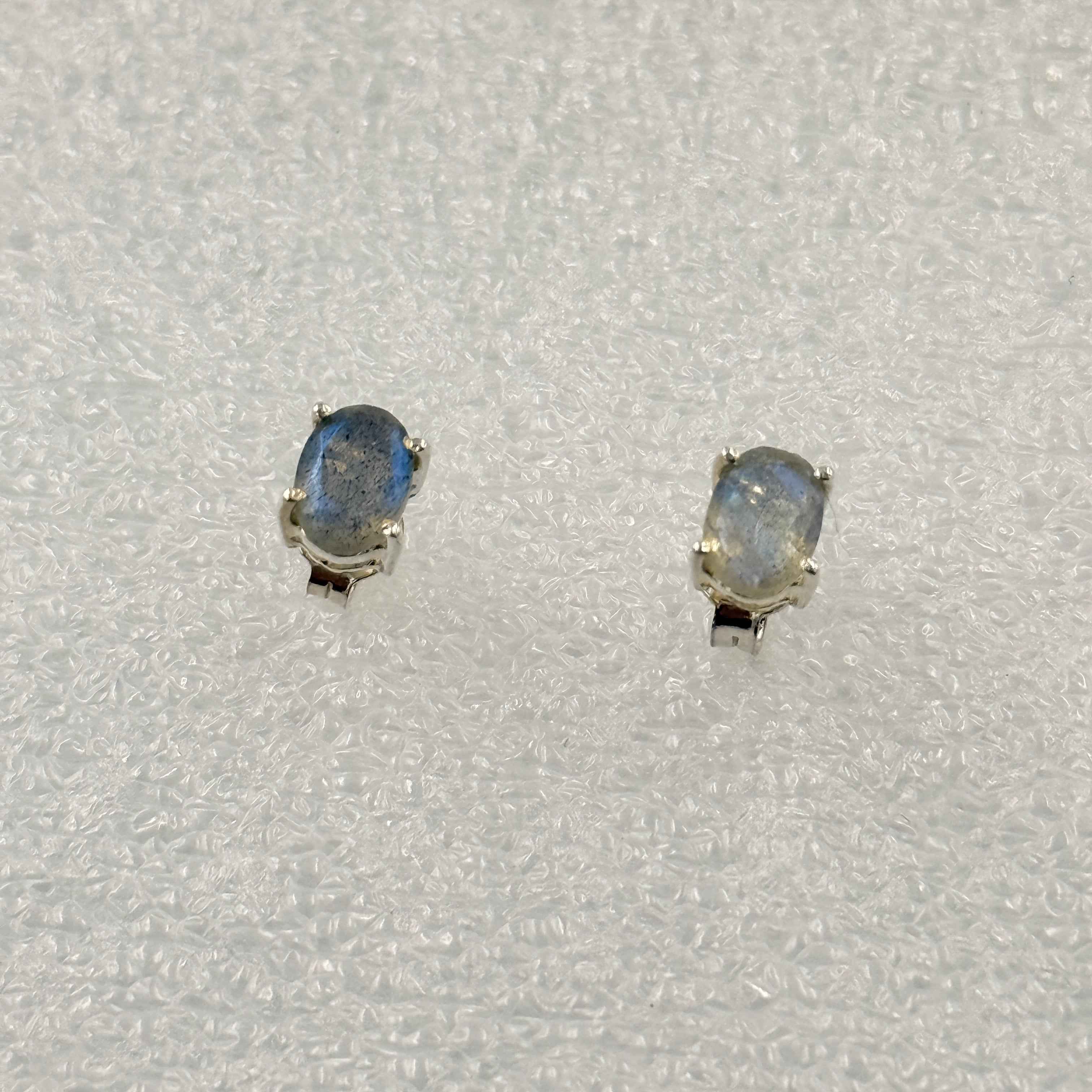 Sterling Silver Oval Labradorite Post Earrings Size 3