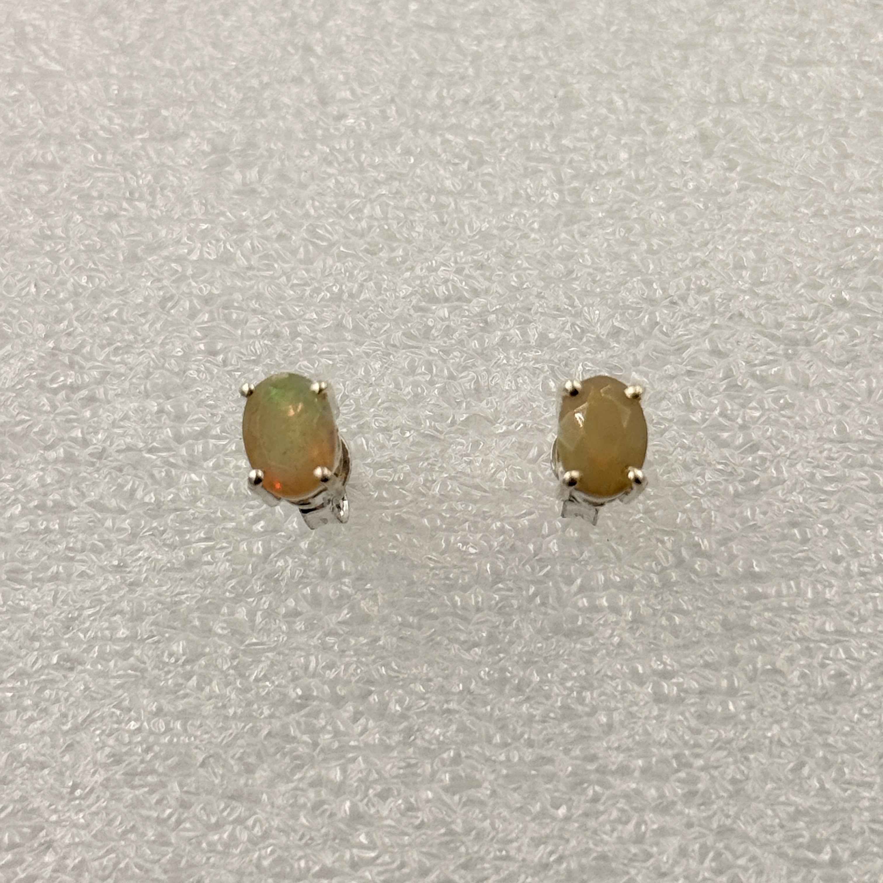 Sterling Silver Oval Ethiopian Opal Post Earrings Size 2