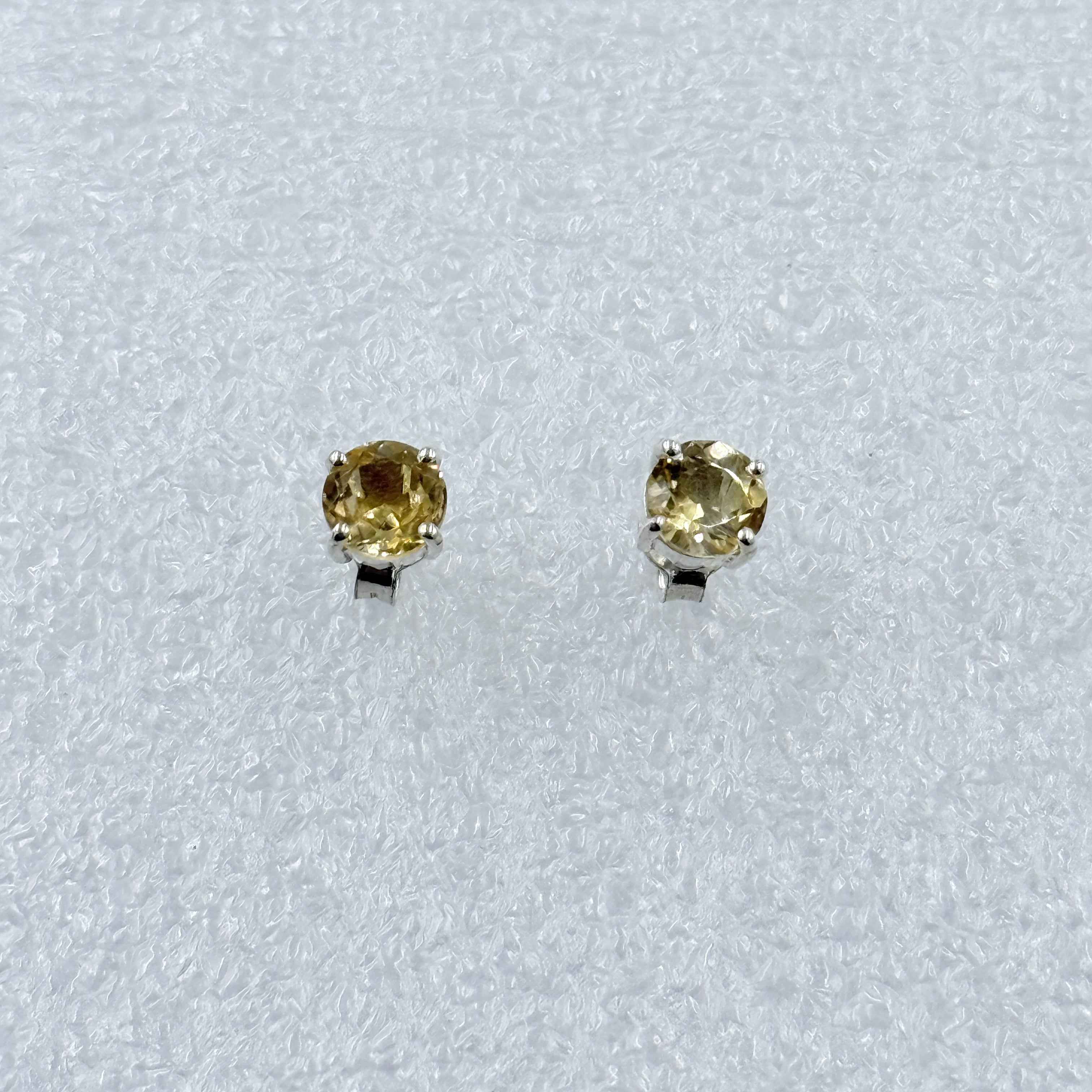 Sterling Silver Round Citrine Post Earrings Size 2