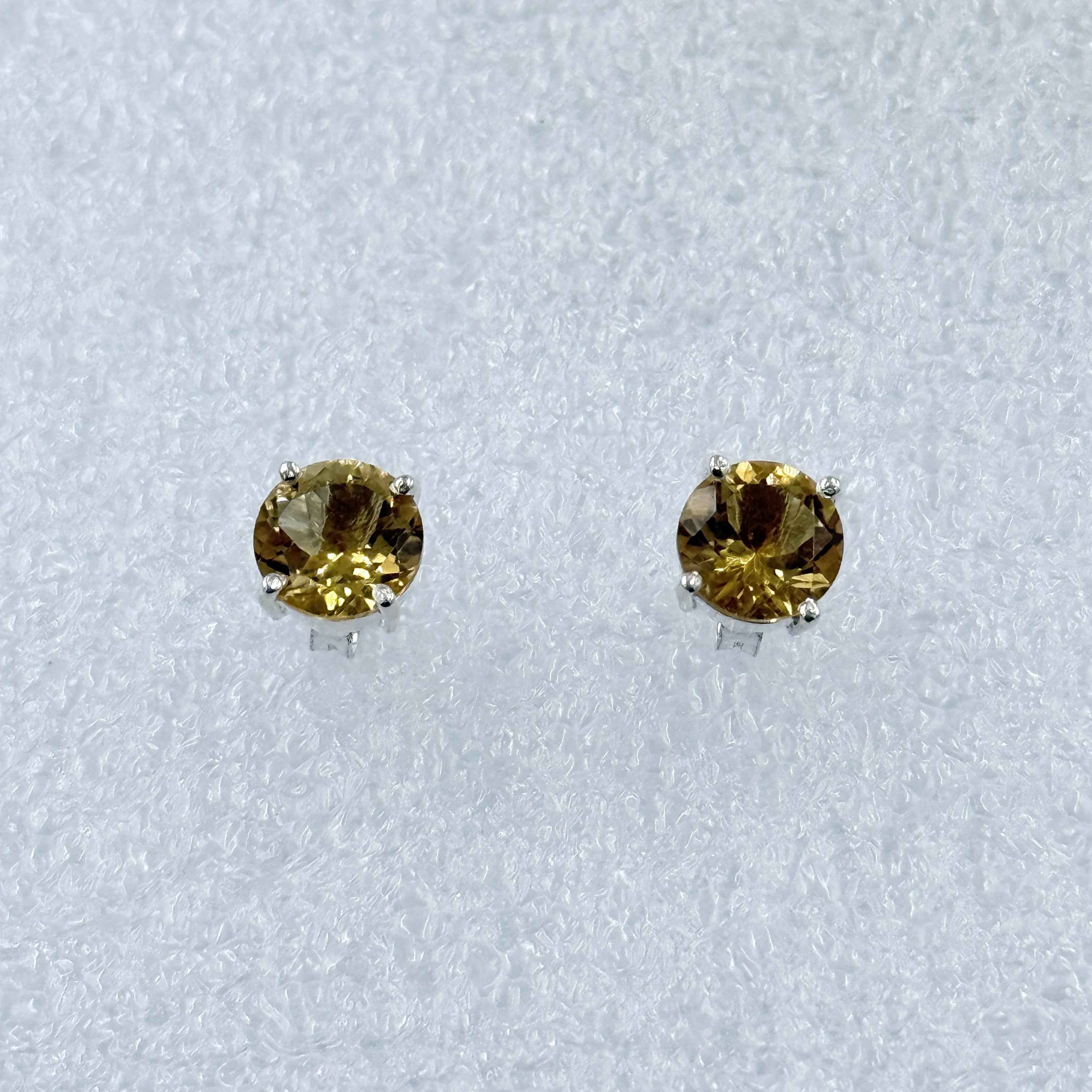 Sterling Silver Round Citrine Post Earrings Size 1