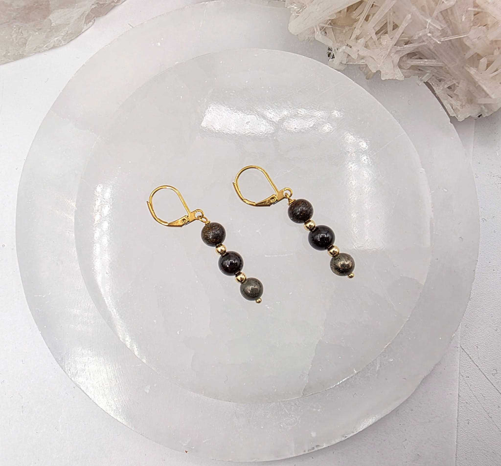 STAY IN MY POWER - Pyrite, Bronzite, Garnet Jewelry Set