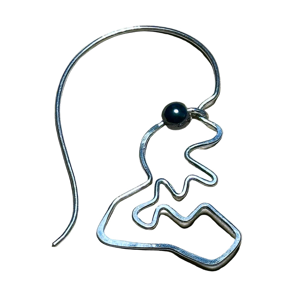 Skull Face Hematite Eye Bertoni Earrings - Sterling Silver