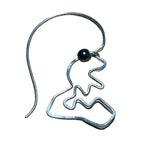Skull Face Hematite Eye Bertoni Earrings - Sterling Silver