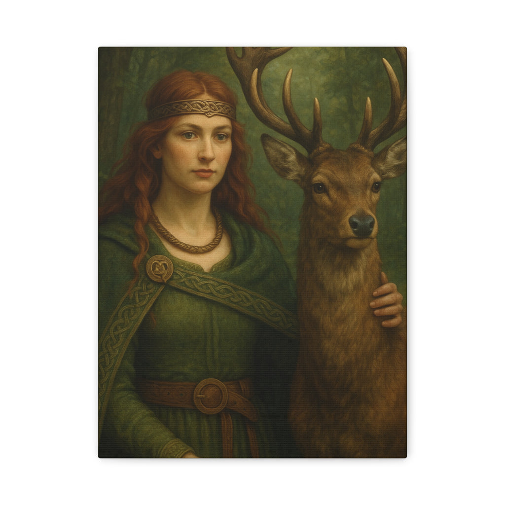 Goddess and Deer - Canvas Print