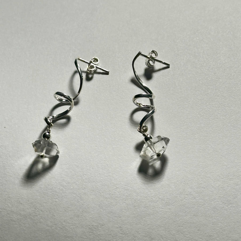 Herkimer Spiral Dangle Bertoni Earrings - Sterling Silver