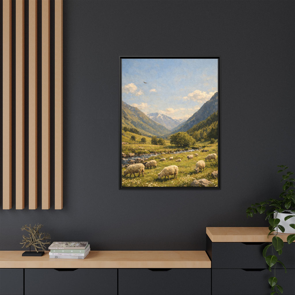 Pastoral With Wyvern - Framed Canvas