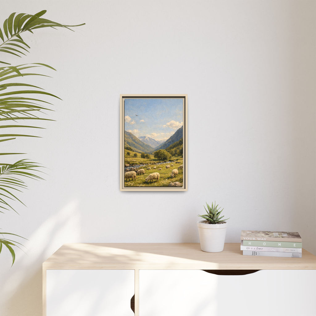 Pastoral With Wyvern - Framed Canvas