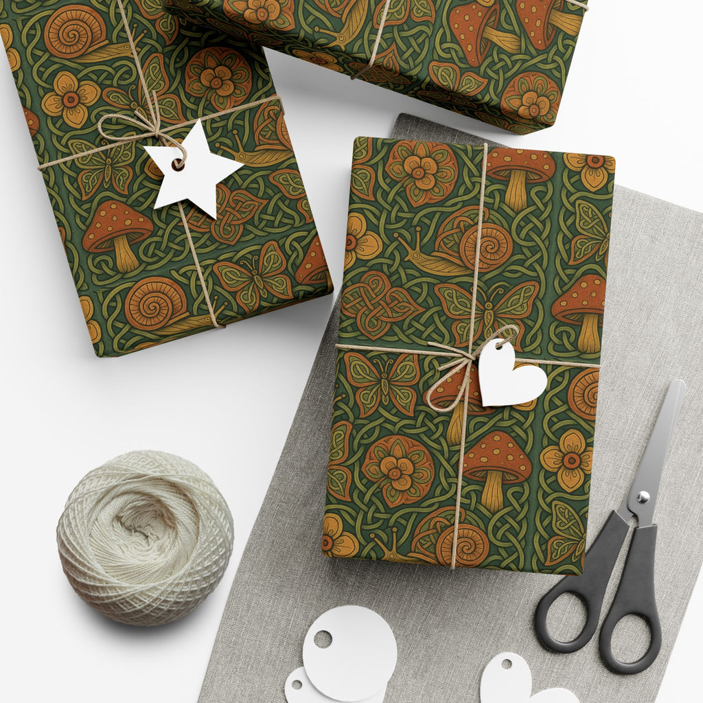Gift Wrap Paper - Butterfly, Mushroom, Snail Design