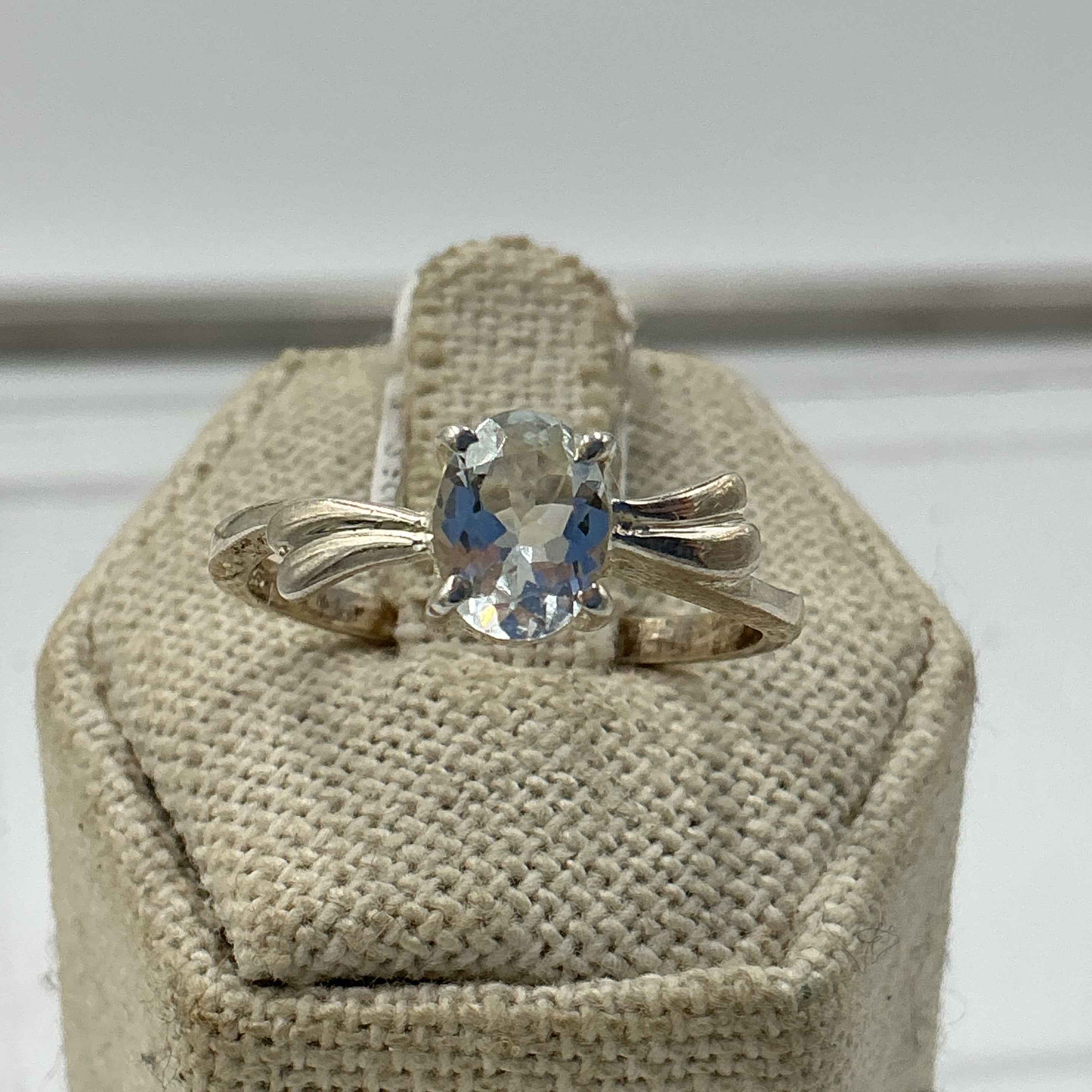 Sterling Silver Ornate Oval Aquamarine Ring- Size 10 - Peace, Courage & Clear Communication