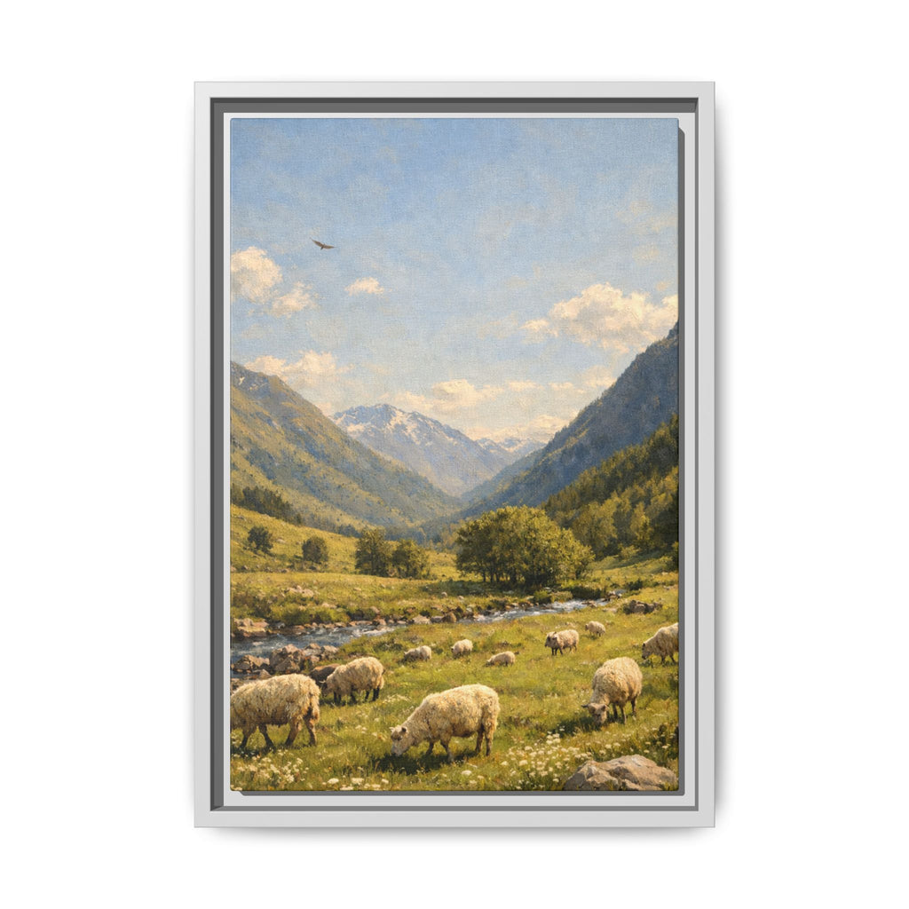 Pastoral With Wyvern - Framed Canvas