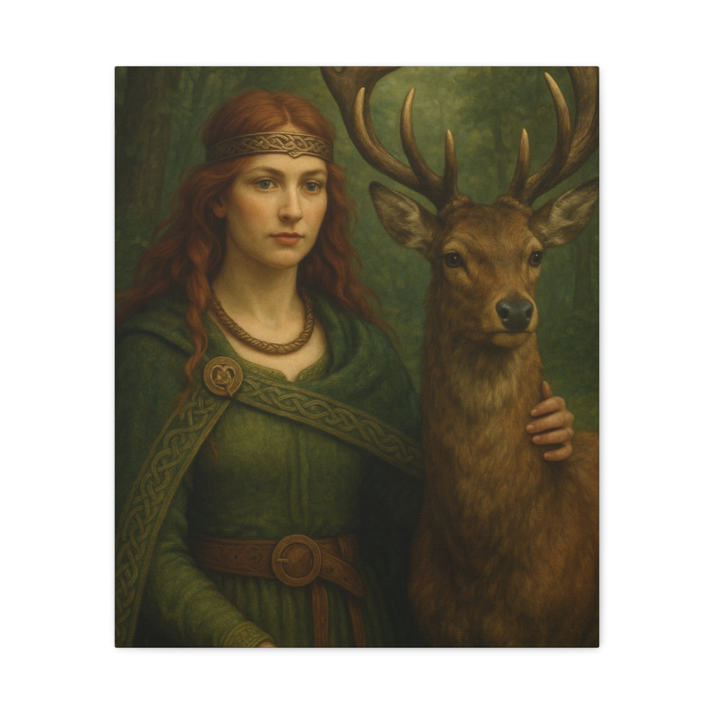 Goddess and Deer - Canvas Print