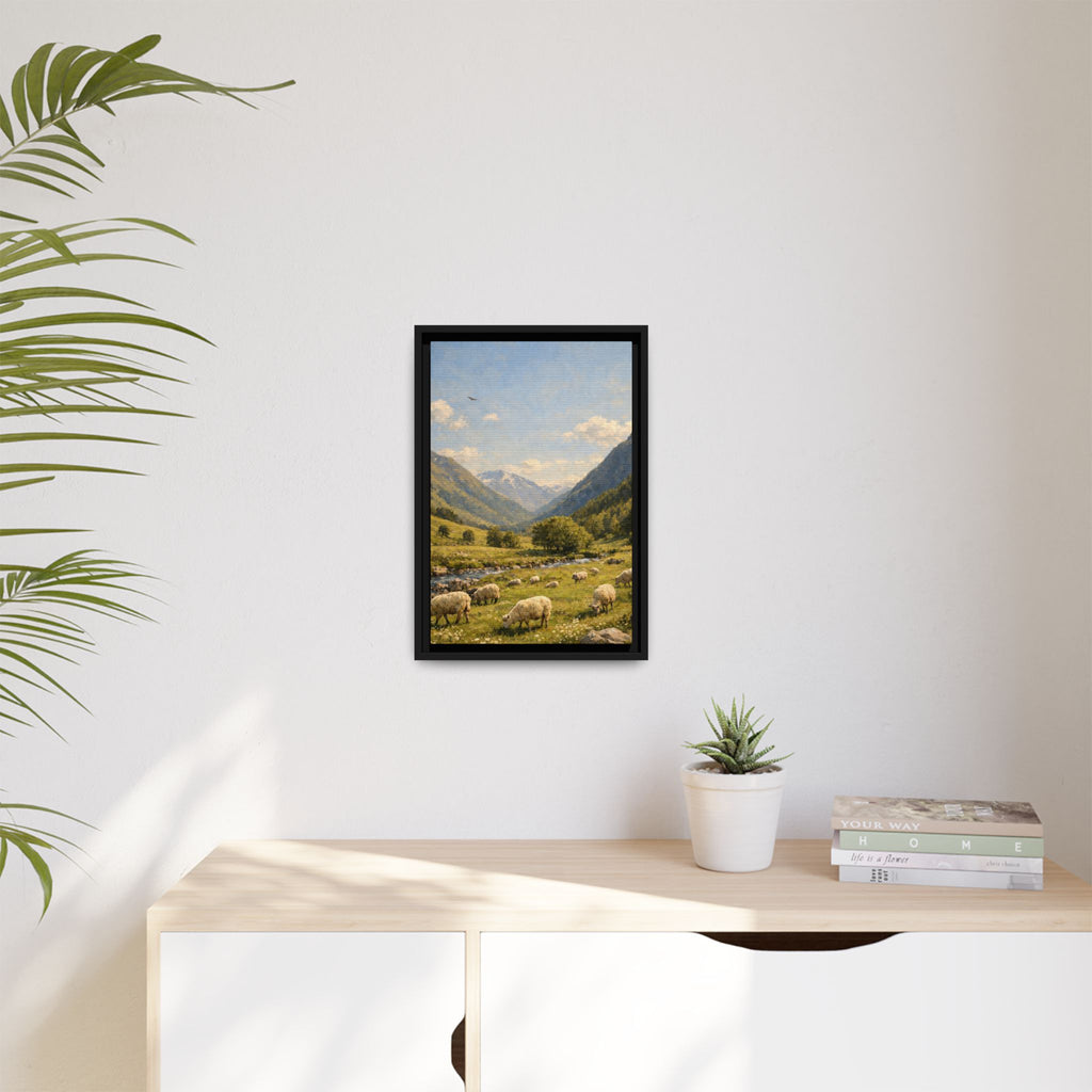 Pastoral With Wyvern - Framed Canvas