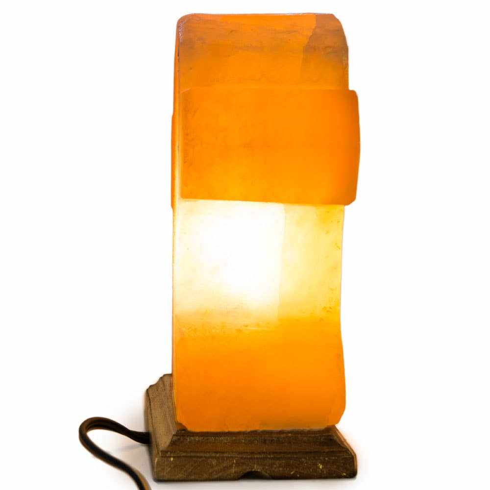 Flat Cross Shaped Salt Lamp - 9" avg. - Cord, Bulb, Dimmer