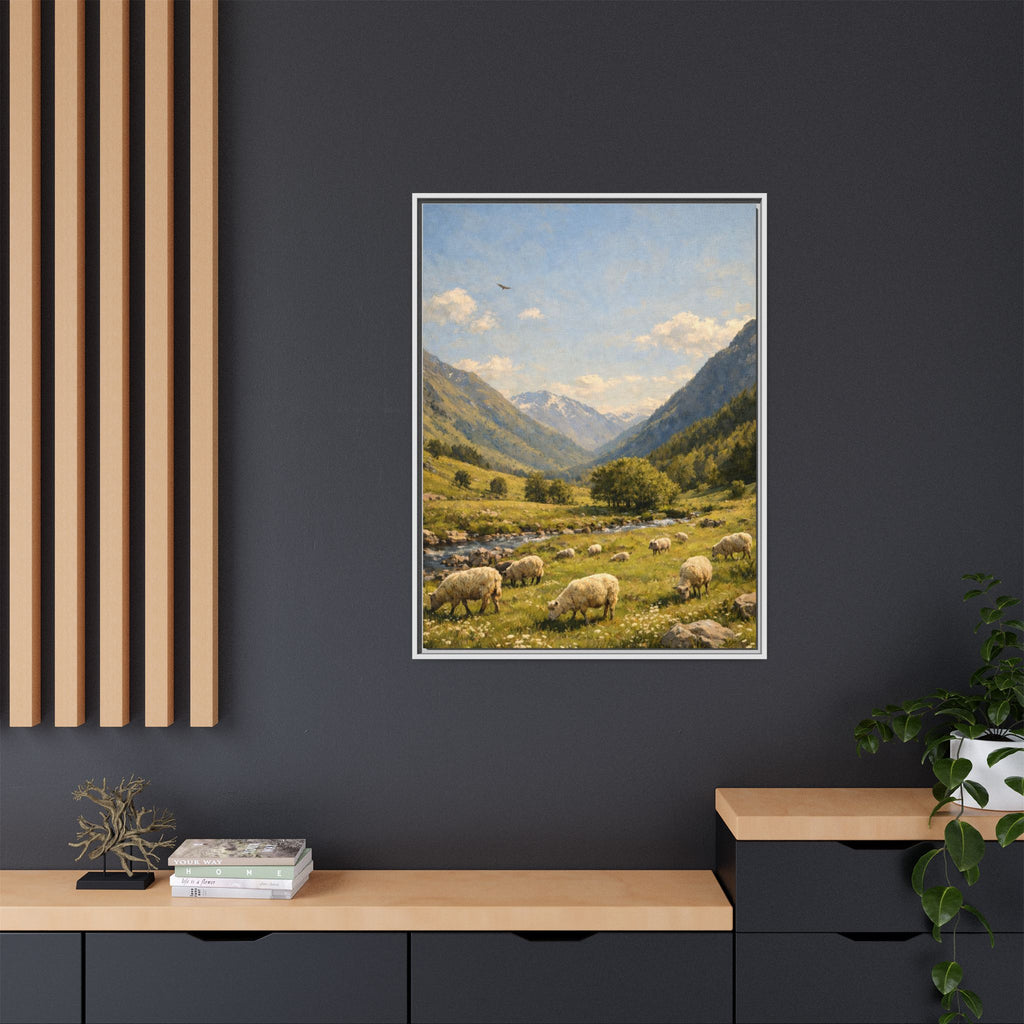Pastoral With Wyvern - Framed Canvas
