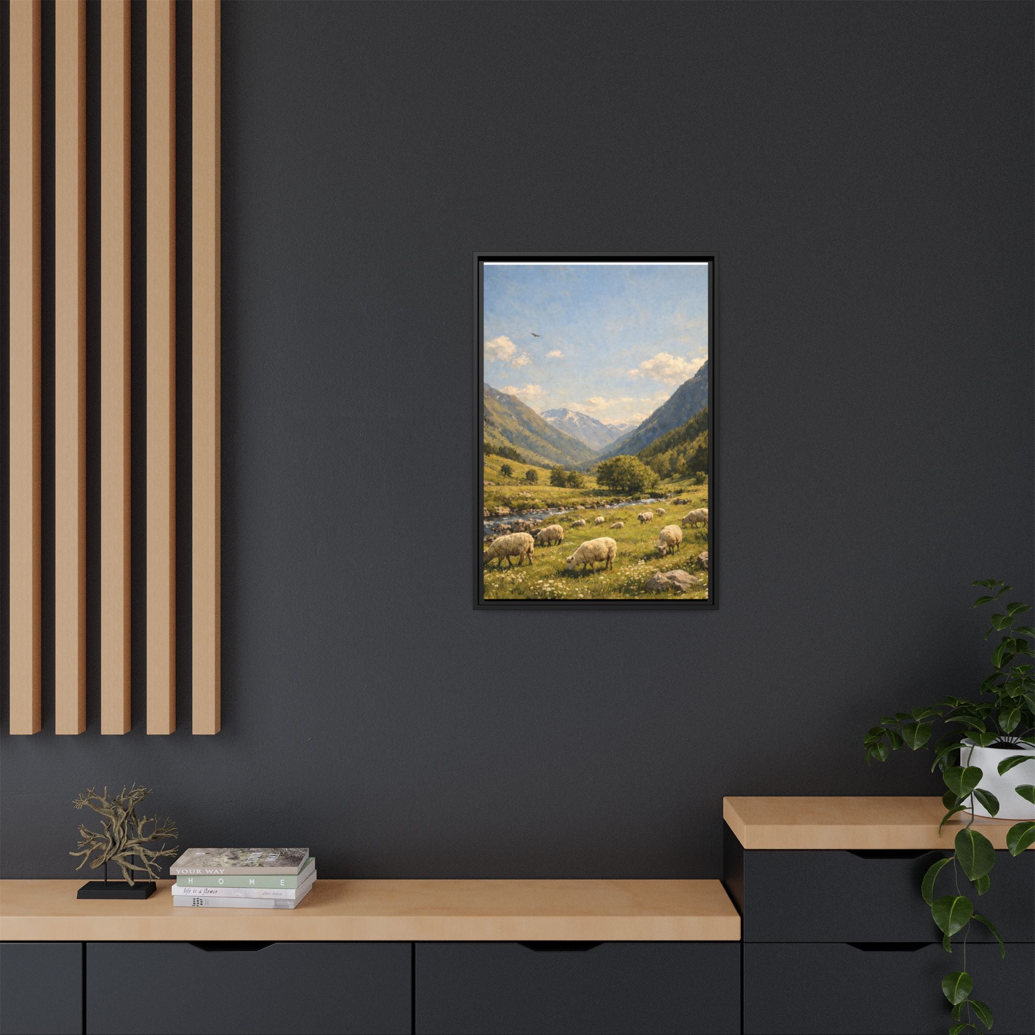 Pastoral With Wyvern - Framed Canvas