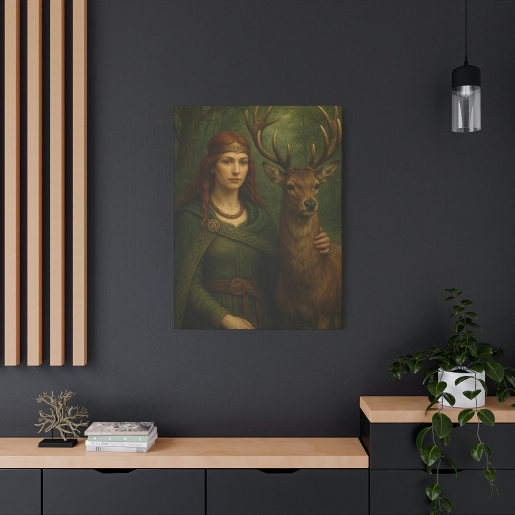 Goddess and Deer - Canvas Print