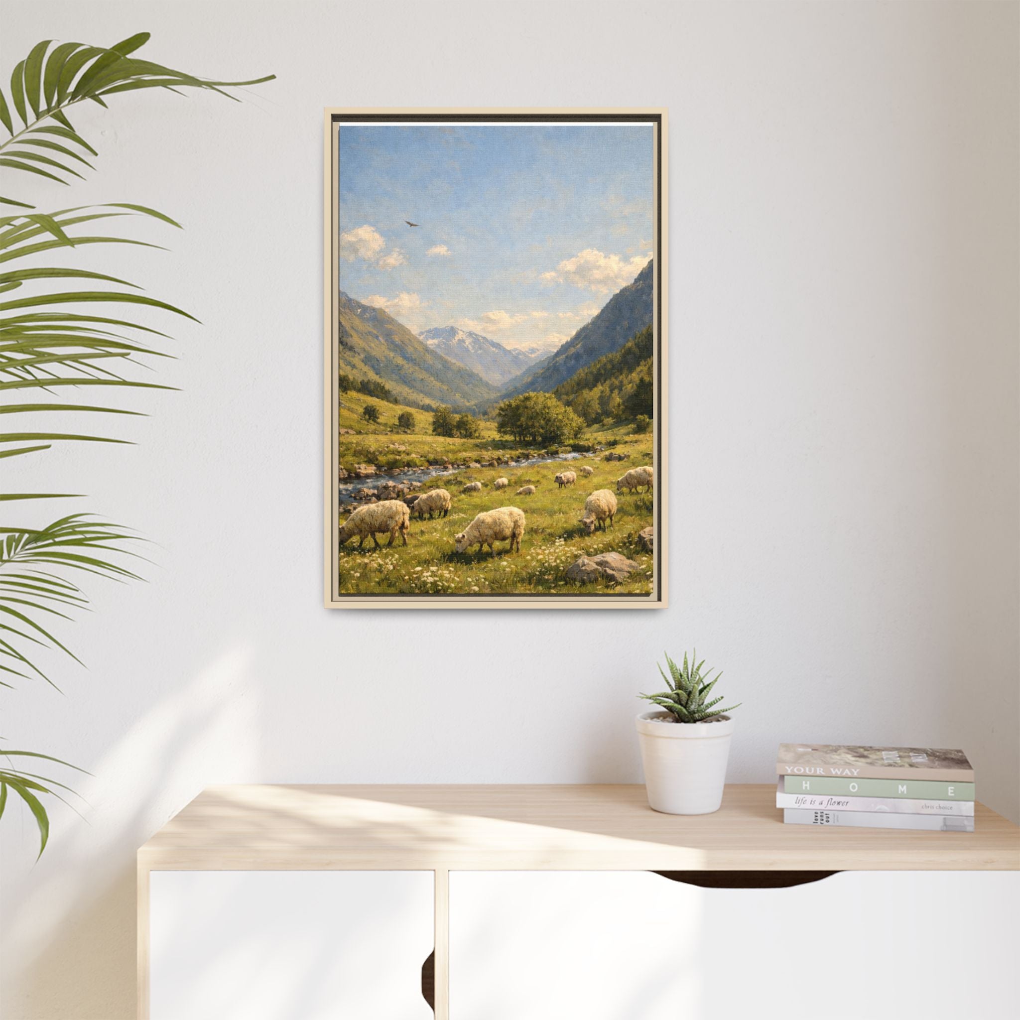 Pastoral With Wyvern - Framed Canvas