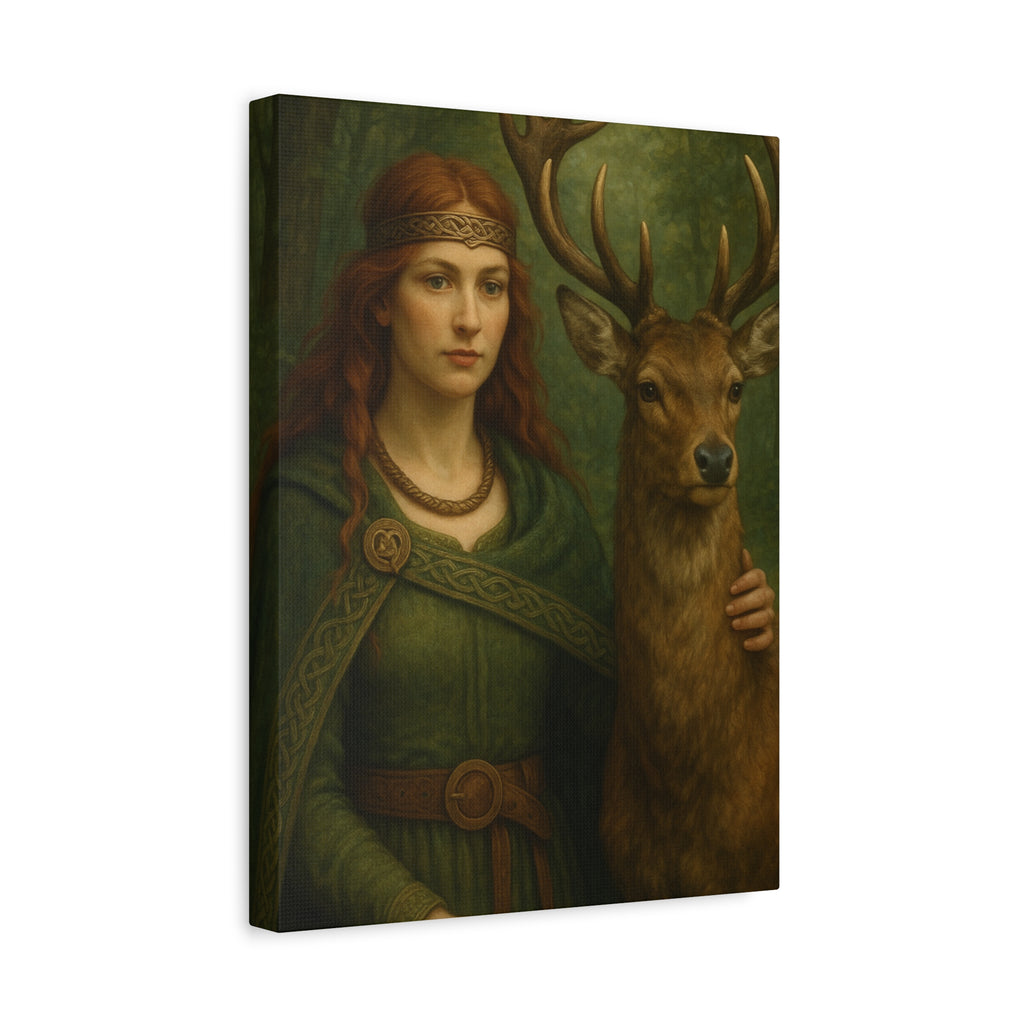 Goddess and Deer - Canvas Print