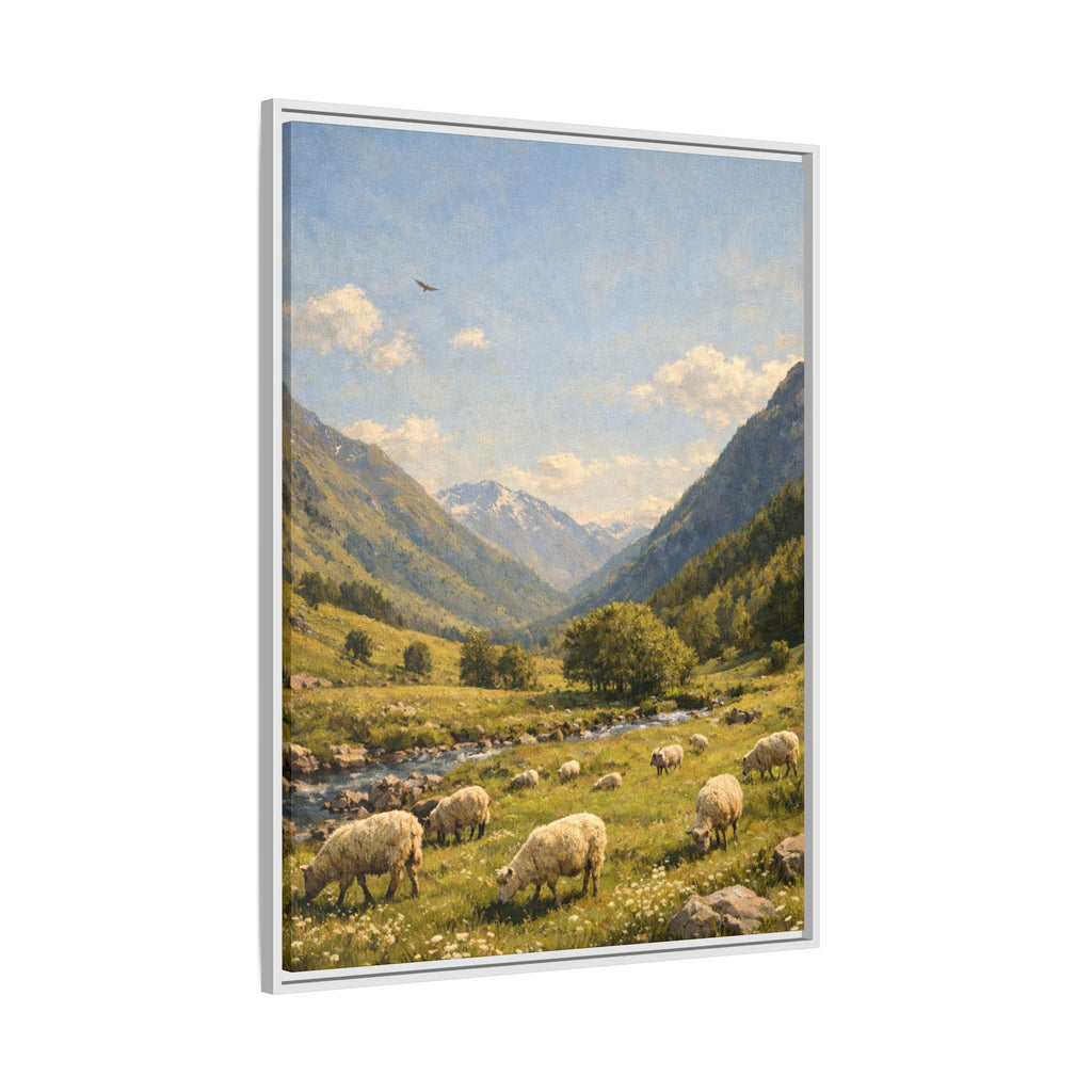 Pastoral With Wyvern - Framed Canvas