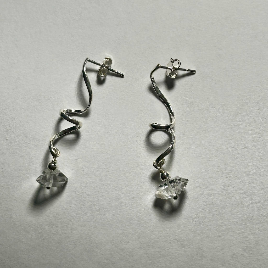 Herkimer Spiral Dangle Bertoni Earrings - Sterling Silver