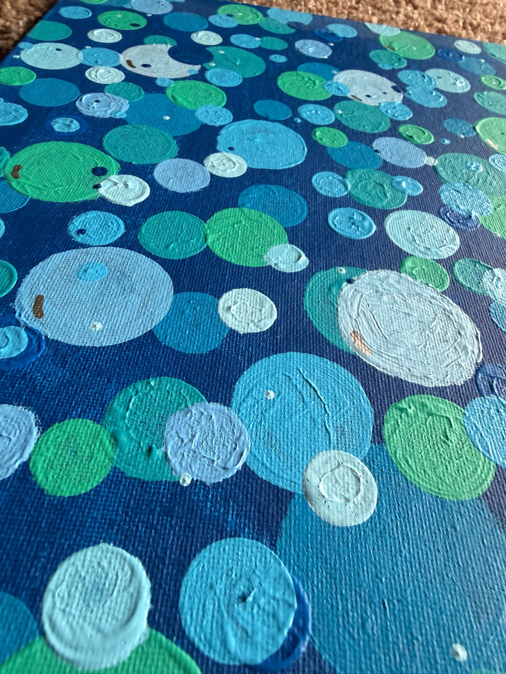Blue Dot Painting 10x10 - Original Abstract Art