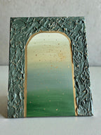 Green Gold Textured Plaster Painting 14x11 - Original