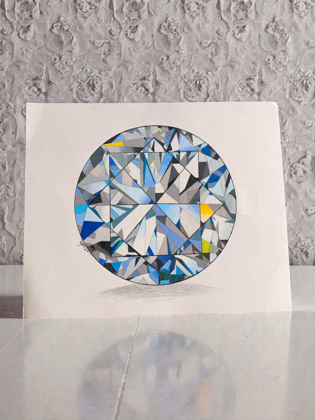 Diamond Drawing 14x17 - Original Gemstone Art