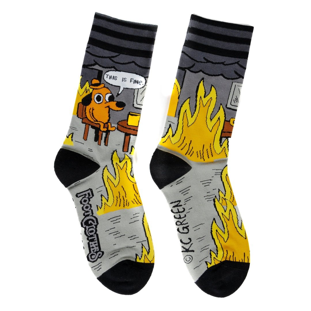 Metal This is Fine Crew Sock Pack | 2 Designs