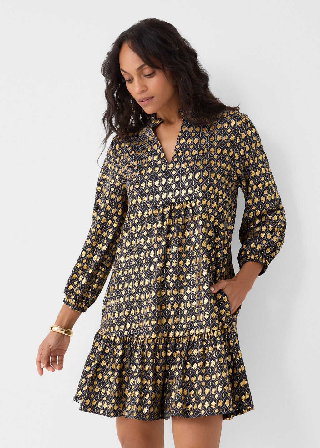 Black Metallic Relaxed Dress