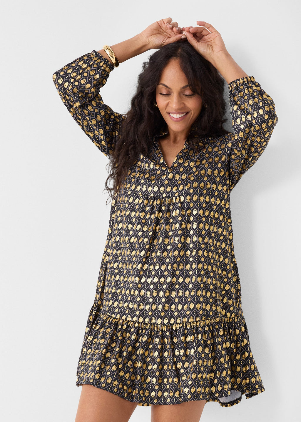 Black Metallic Relaxed Dress