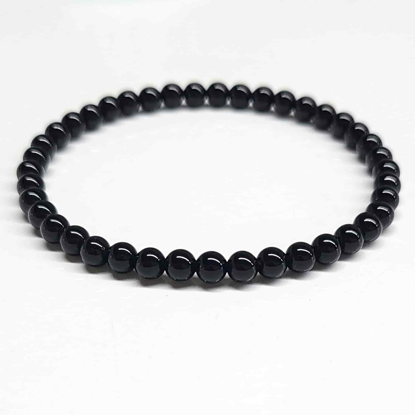 Black Tourmaline Round Bead Bracelet - Energy Filter