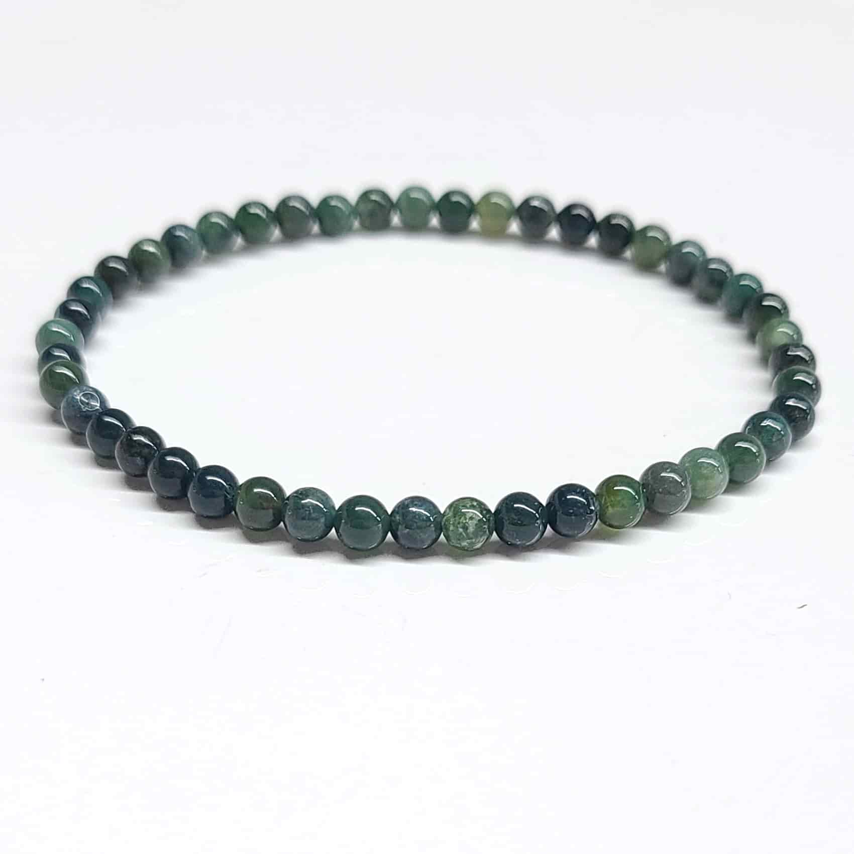 Moss Agate Round Bead Bracelet - The Gardener's Stone