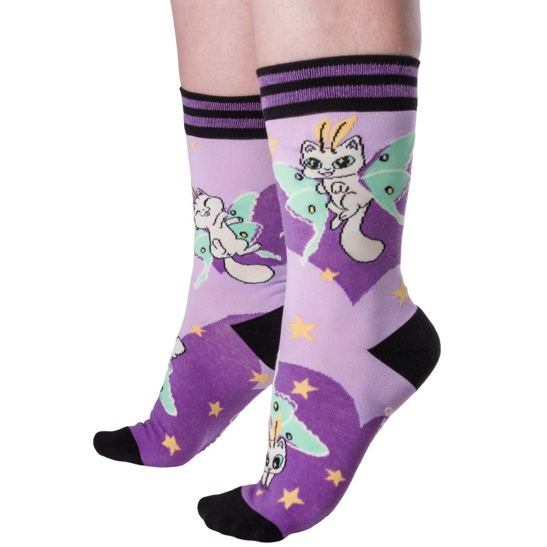 Kitty Moths Crew Socks
