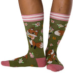 Floral Foxes Crew Socks