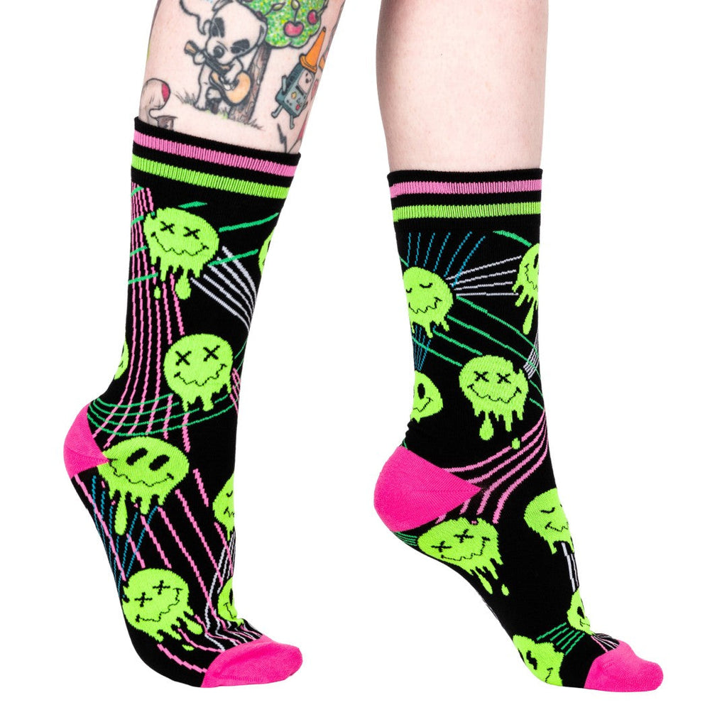 Laser BassFace Melt Supreme UV Reactive Crew Socks