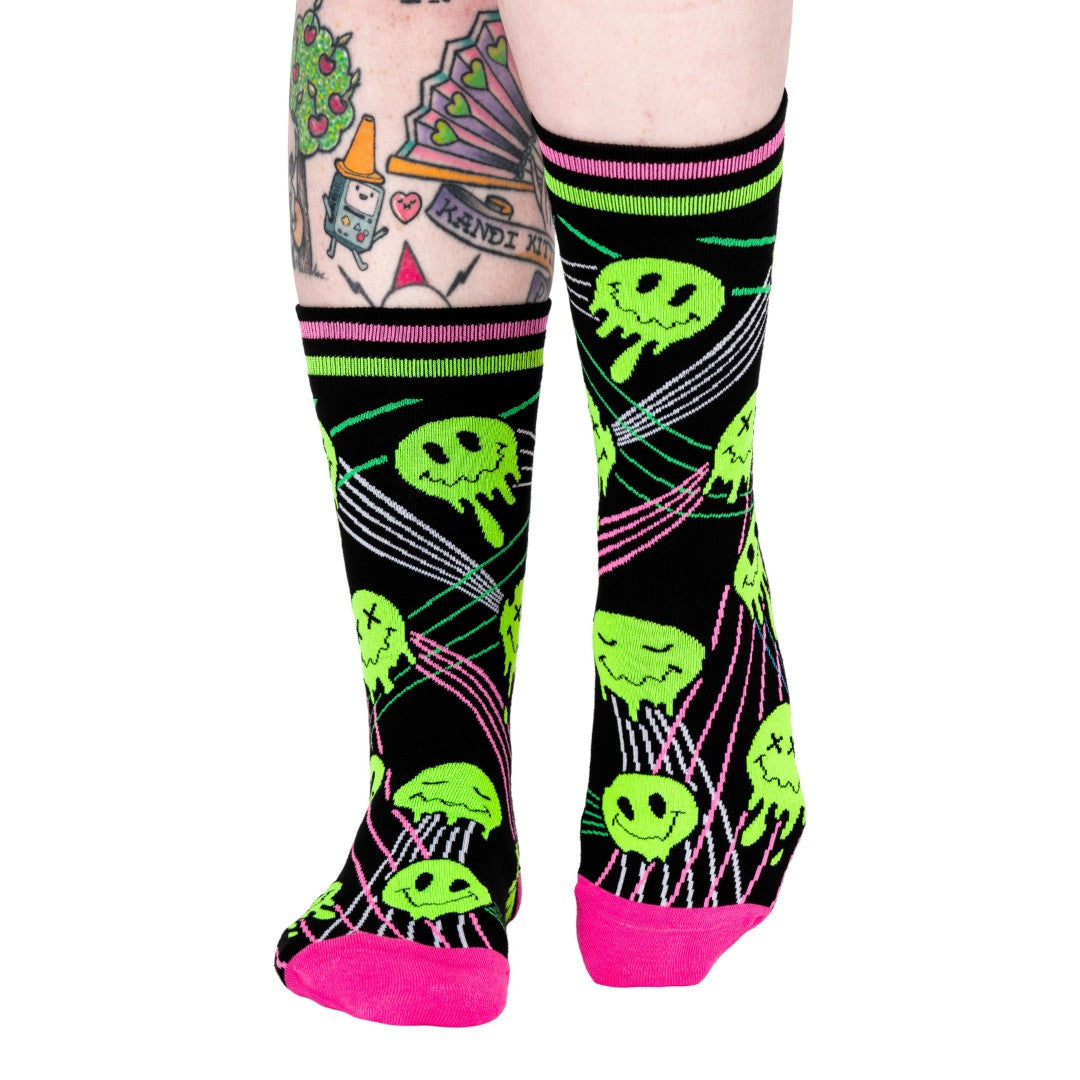 Laser BassFace Melt Supreme UV Reactive Crew Socks