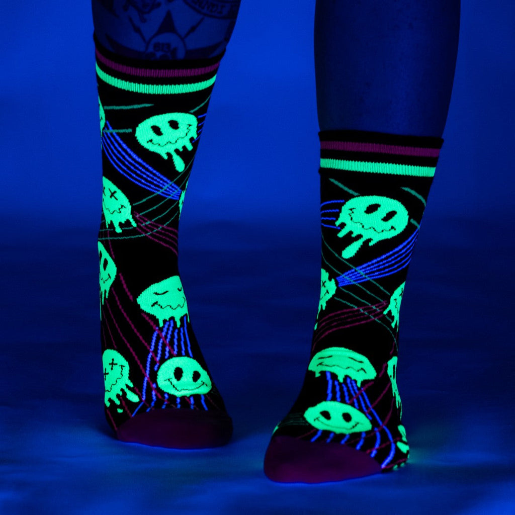 Laser BassFace Melt Supreme UV Reactive Crew Socks