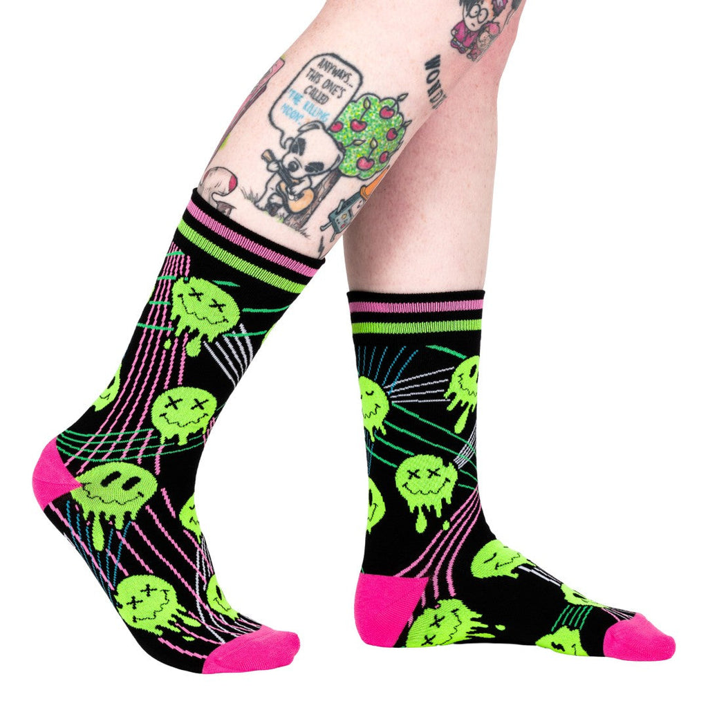 Laser BassFace Melt Supreme UV Reactive Crew Socks
