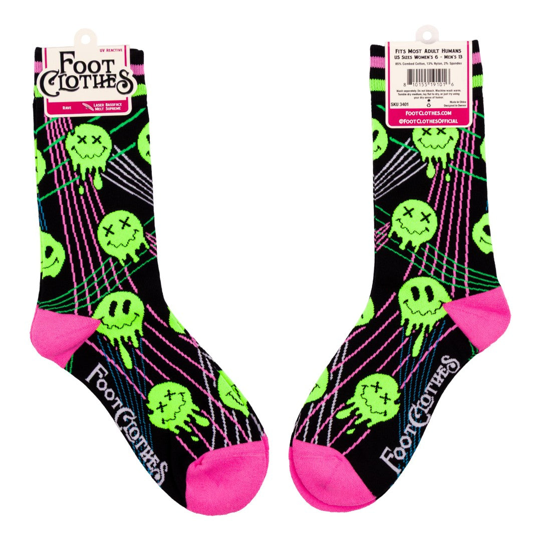 Laser BassFace Melt Supreme UV Reactive Crew Socks