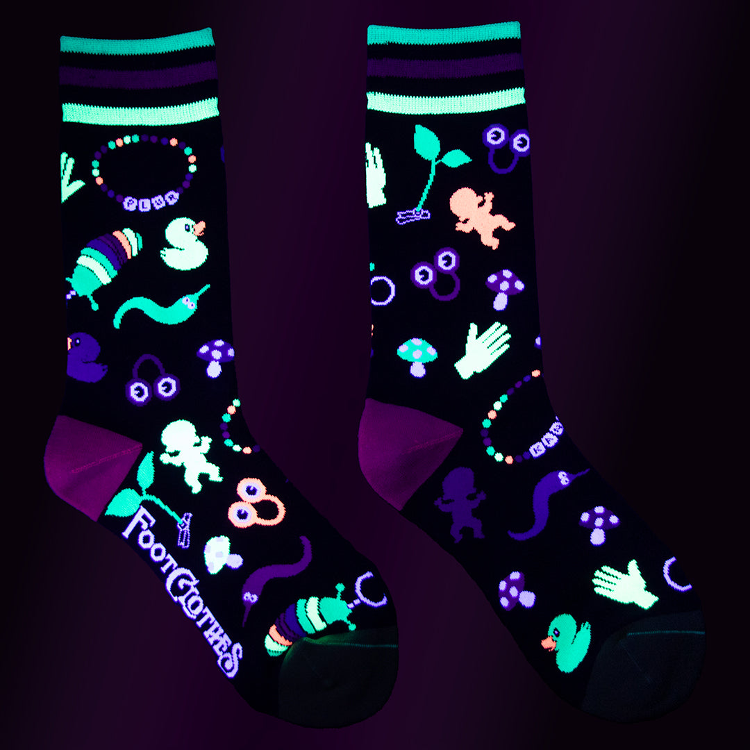 Tiny Trinkets UV Reactive Crew Socks