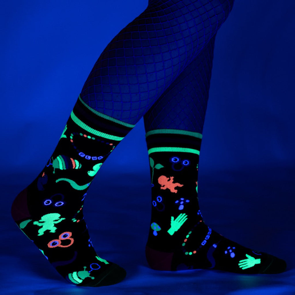 Tiny Trinkets UV Reactive Crew Socks