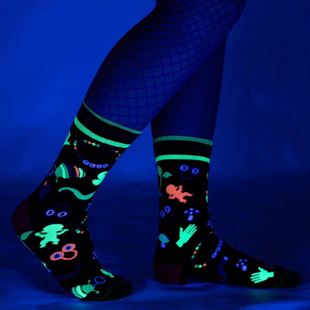 Tiny Trinkets UV Reactive Crew Socks