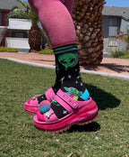 Spaced Out Alien UV Reactive Crew Socks