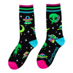 Spaced Out Alien UV Reactive Crew Socks