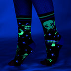 Spaced Out Alien UV Reactive Crew Socks