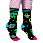 Spaced Out Alien UV Reactive Crew Socks