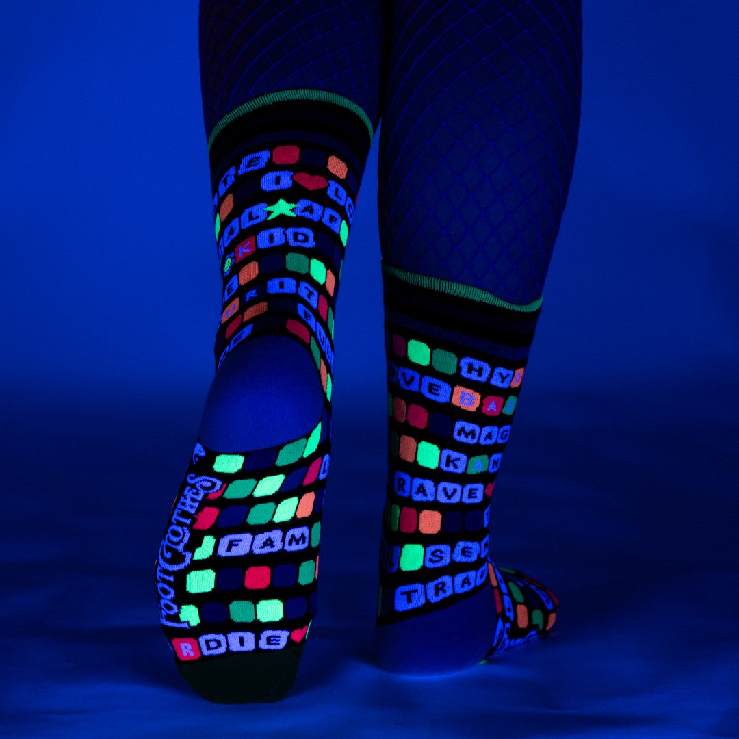 Kandi Land UV Reactive Crew Socks
