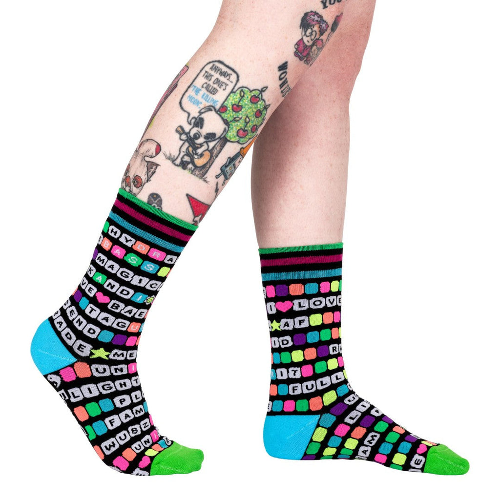 Kandi Land UV Reactive Crew Socks