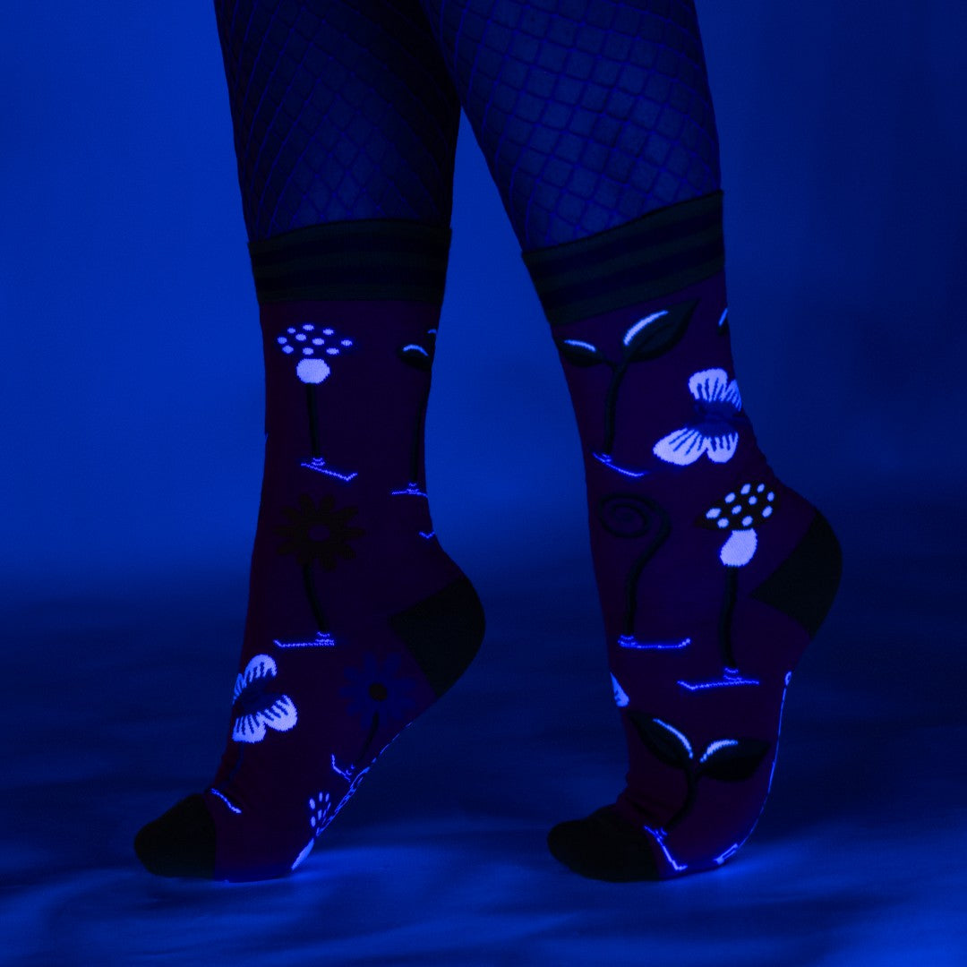 Trippy Clippies UV Reactive Crew Socks