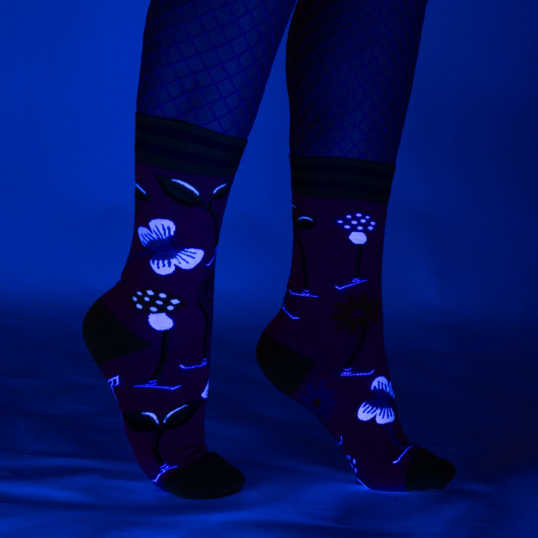 Trippy Clippies UV Reactive Crew Socks